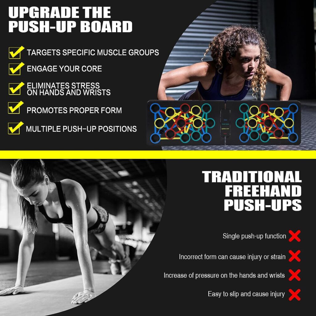 Home Workout Equipment Push Up Board 24 in 1 Multi-Functional Pushup Bar System Fitness Floor Chest Muscle Exercise Professional Equipment Burn Fat Strength Training Arm Men  Women Weights