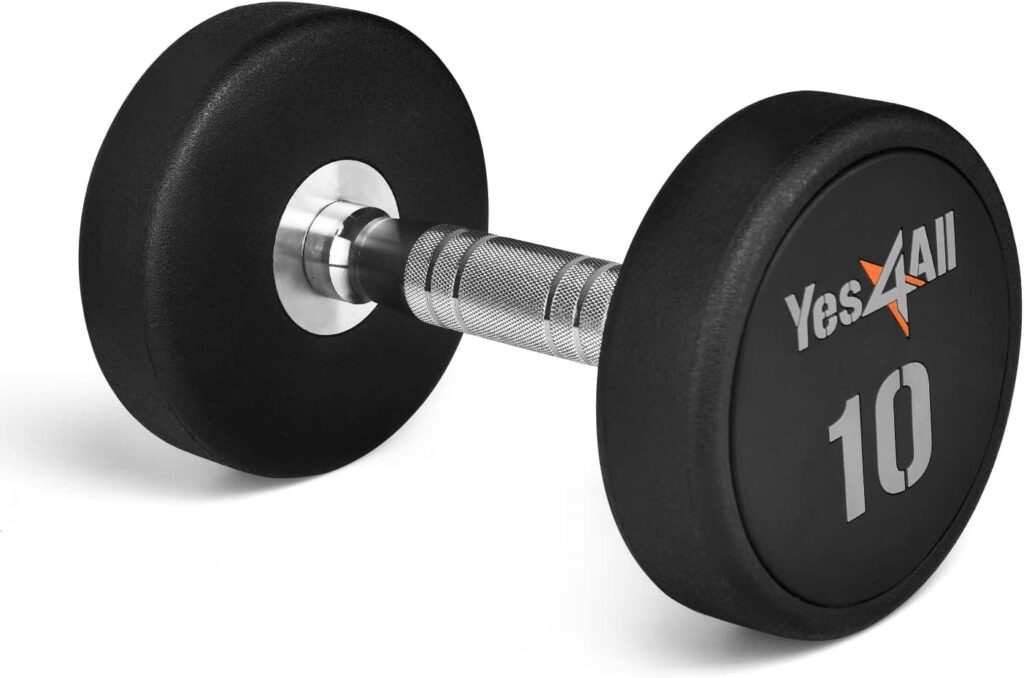 Yes4All Urethane Dumbbells with Anti-Slip Knurled Handle 5-50LBS for Muscle Building